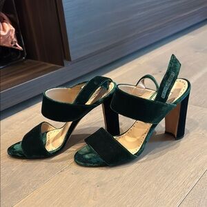 Manolo Blahnik Green Velvet Heels